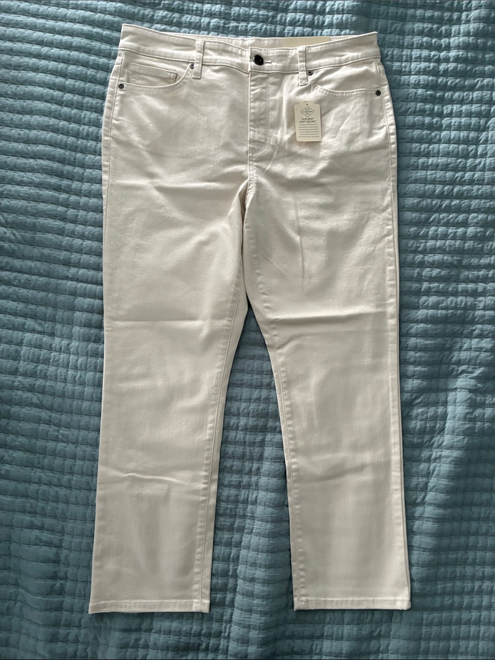 St. John's Bay Straight Leg Jeans in White with Tummy Control